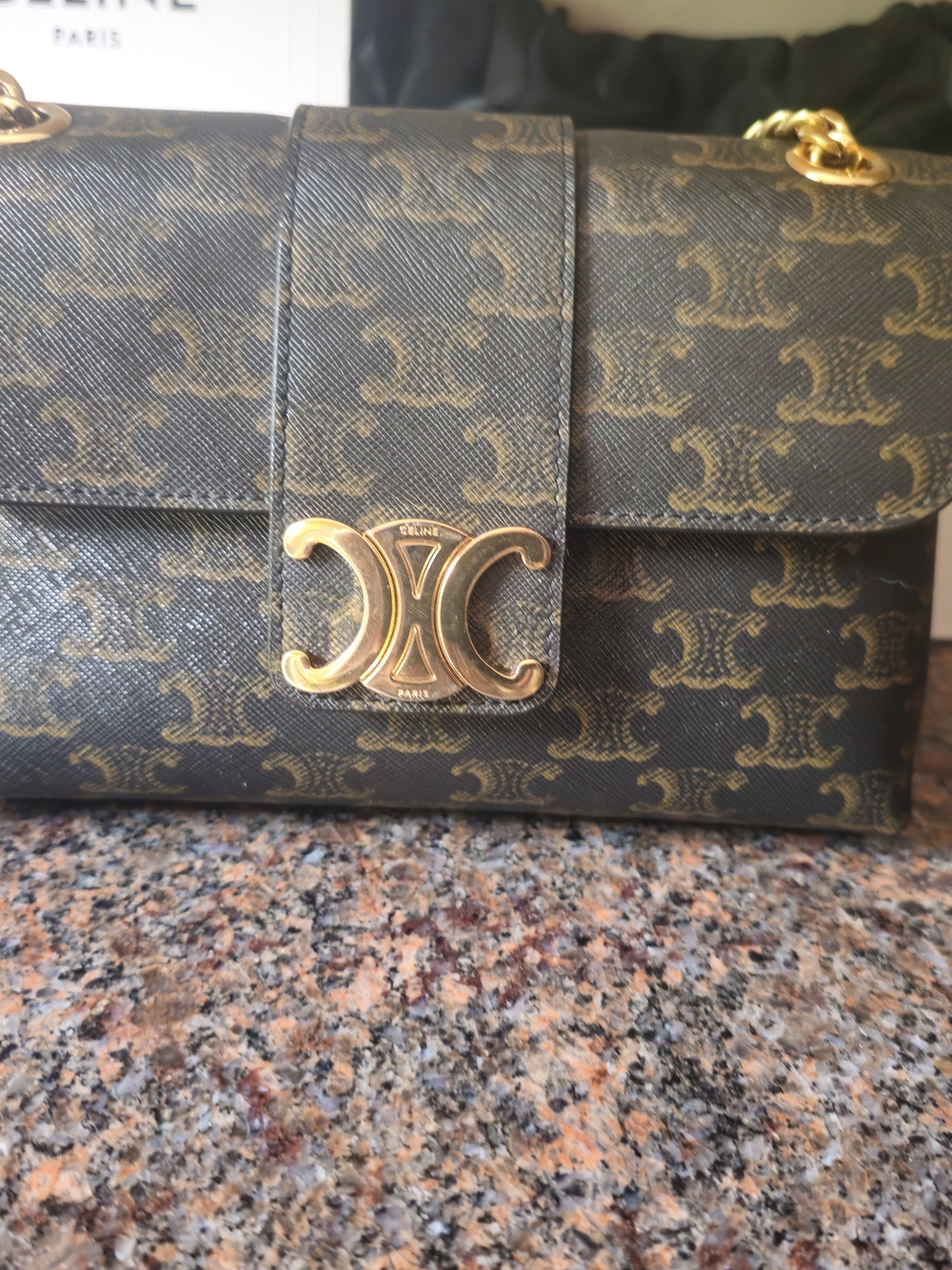 Celine Triomphe Canvas Teen Victoire Tan